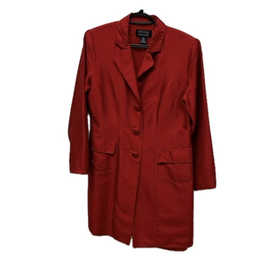 Vintage Spencer Jeremy silk blazer jacket or dress, fitted, red, size 8